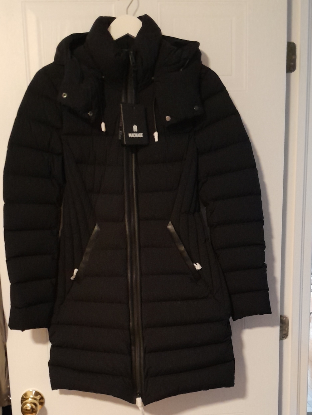Mackage Black Quilted Long Puffer Coat with Hood